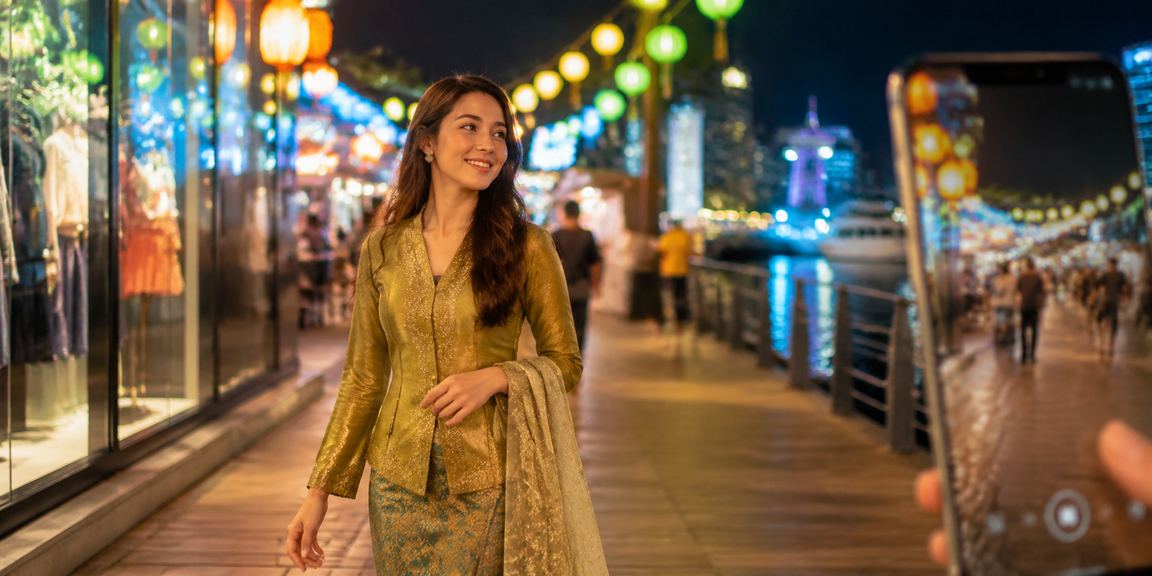 Suasana perayaan Hari Raya Malaysia dengan promosi kasino mudah alih yang meriah